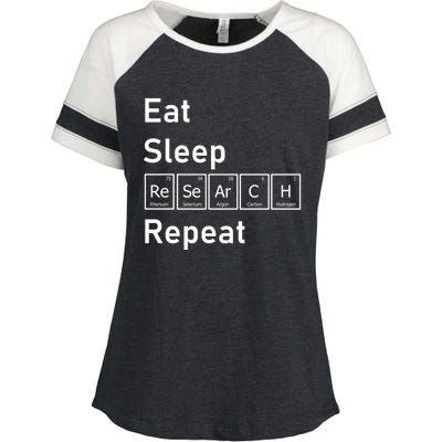 Eat Sleep Research Repeat Funny Science Chemistry Nerd Gift Enza Ladies Jersey Colorblock Tee