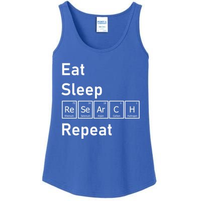 Eat Sleep Research Repeat Funny Science Chemistry Nerd Gift Ladies Essential Tank