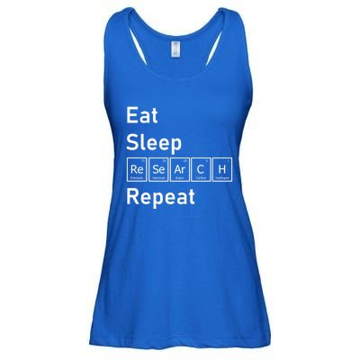 Eat Sleep Research Repeat Funny Science Chemistry Nerd Gift Ladies Essential Flowy Tank