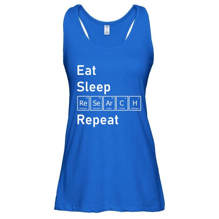 Eat Sleep Research Repeat Funny Science Chemistry Nerd Gift Ladies Essential Flowy Tank