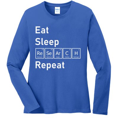 Eat Sleep Research Repeat Funny Science Chemistry Nerd Gift Ladies Long Sleeve Shirt