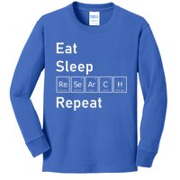 Eat Sleep Research Repeat Funny Science Chemistry Nerd Gift Kids Long Sleeve Shirt