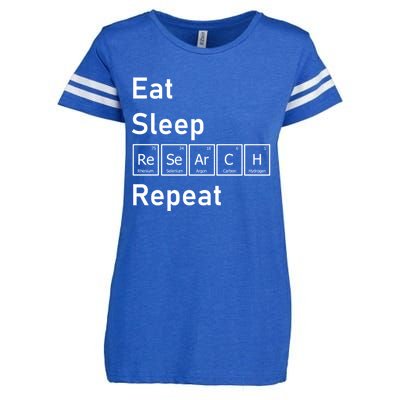 Eat Sleep Research Repeat Funny Science Chemistry Nerd Gift Enza Ladies Jersey Football T-Shirt