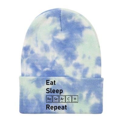 Eat Sleep Research Repeat Funny Science Chemistry Nerd Gift Tie Dye 12in Knit Beanie