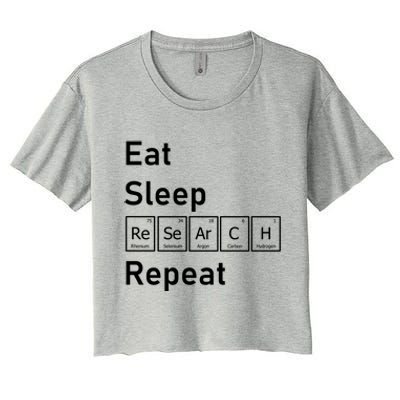 Eat Sleep Research Repeat Funny Science Chemistry Nerd Gift Women's Crop Top Tee