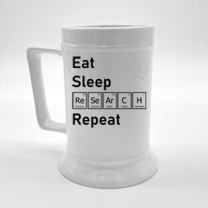 Eat Sleep Research Repeat Funny Science Chemistry Nerd Gift Beer Stein