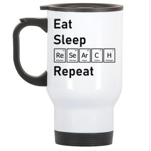 Eat Sleep Research Repeat Funny Science Chemistry Nerd Gift Stainless Steel Travel Mug