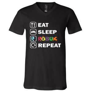 Eat Sleep Robux Repeat Noob And Professional Gamer V-Neck T-Shirt