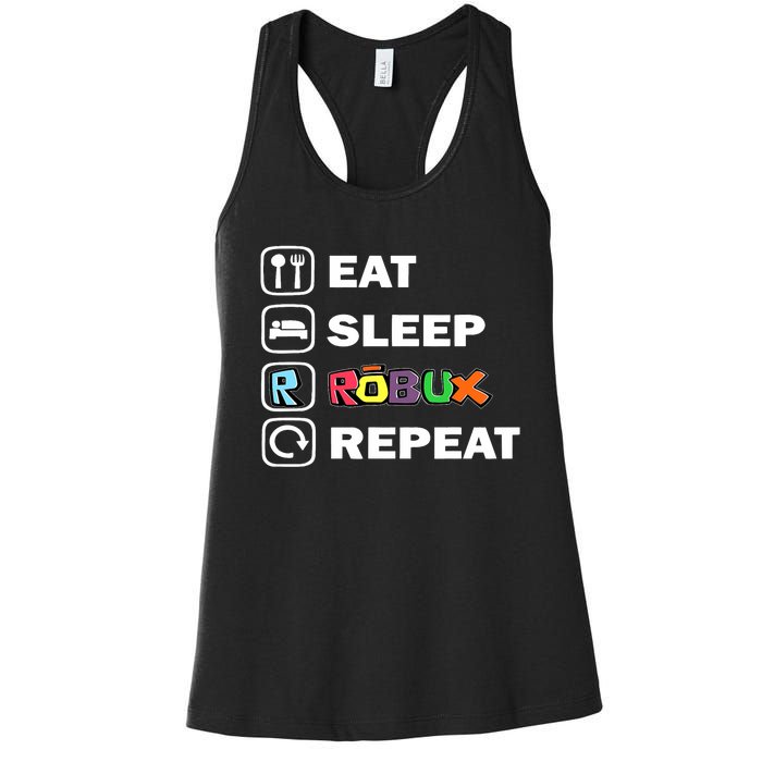 Eat Sleep Robux Repeat Noob And Professional Gamer Women's Racerback Tank