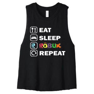 Eat Sleep Robux Repeat Noob And Professional Gamer Women's Racerback Cropped Tank