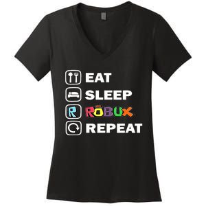 Eat Sleep Robux Repeat Noob And Professional Gamer Women's V-Neck T-Shirt