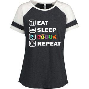 Eat Sleep Robux Repeat Noob And Professional Gamer Enza Ladies Jersey Colorblock Tee