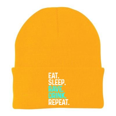 Eat Sleep Rave Repeat Funny Raving Gift Knit Cap Winter Beanie