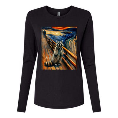 Expressionist Scream Raccoon Lovers | Artistic Raccoon Womens Cotton Relaxed Long Sleeve T-Shirt