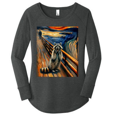 Expressionist Scream Raccoon Lovers | Artistic Raccoon Women's Perfect Tri Tunic Long Sleeve Shirt