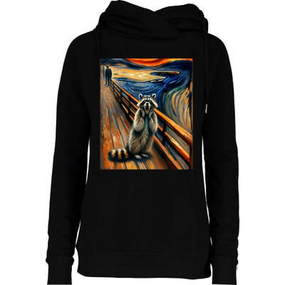 Expressionist Scream Raccoon Lovers | Artistic Raccoon Womens Funnel Neck Pullover Hood