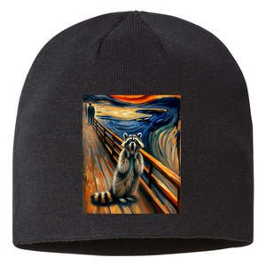 Expressionist Scream Raccoon Lovers | Artistic Raccoon Sustainable Beanie