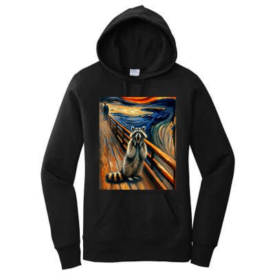 Expressionist Scream Raccoon Lovers | Artistic Raccoon Women's Pullover Hoodie