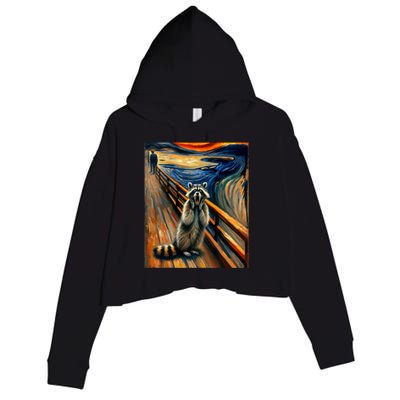 Expressionist Scream Raccoon Lovers | Artistic Raccoon Crop Fleece Hoodie