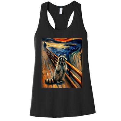 Expressionist Scream Raccoon Lovers | Artistic Raccoon Women's Racerback Tank