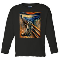 Expressionist Scream Raccoon Lovers | Artistic Raccoon Toddler Long Sleeve Shirt