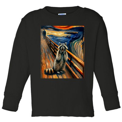 Expressionist Scream Raccoon Lovers | Artistic Raccoon Toddler Long Sleeve Shirt