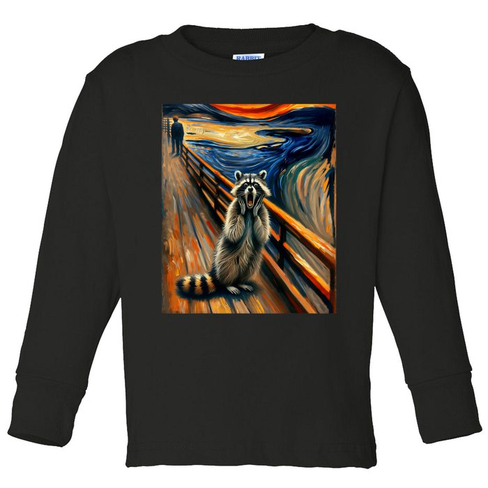 Expressionist Scream Raccoon Lovers | Artistic Raccoon Toddler Long Sleeve Shirt