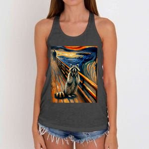 Expressionist Scream Raccoon Lovers | Artistic Raccoon Women's Knotted Racerback Tank