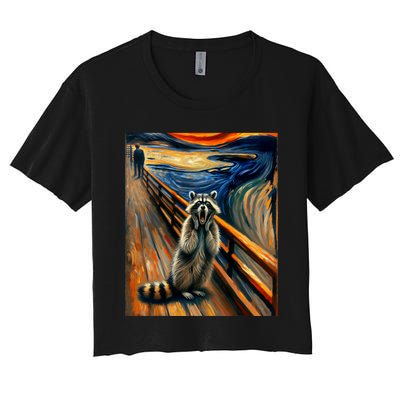 Expressionist Scream Raccoon Lovers | Artistic Raccoon Women's Crop Top Tee