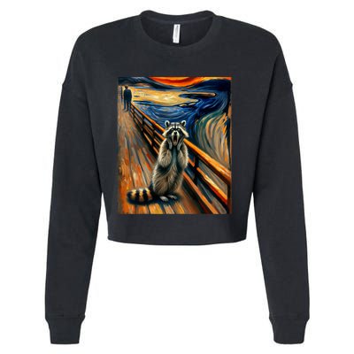 Expressionist Scream Raccoon Lovers | Artistic Raccoon Cropped Pullover Crew