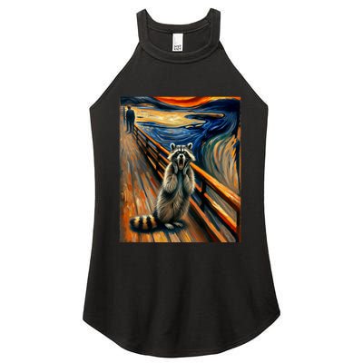 Expressionist Scream Raccoon Lovers | Artistic Raccoon Women's Perfect Tri Rocker Tank