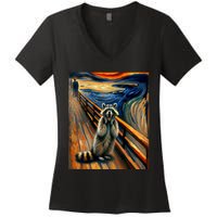 Expressionist Scream Raccoon Lovers | Artistic Raccoon Women's V-Neck T-Shirt