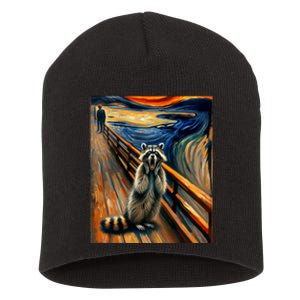 Expressionist Scream Raccoon Lovers | Artistic Raccoon Short Acrylic Beanie