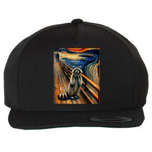 Expressionist Scream Raccoon Lovers | Artistic Raccoon Wool Snapback Cap