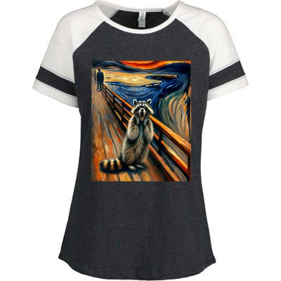 Expressionist Scream Raccoon Lovers | Artistic Raccoon Enza Ladies Jersey Colorblock Tee