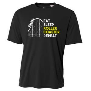 Eat Sleep Roller Coaster Repeat Funny Roller Coasters Cooling Performance Crew T-Shirt