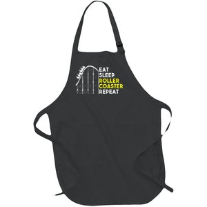 Eat Sleep Roller Coaster Repeat Funny Roller Coasters Full-Length Apron With Pockets