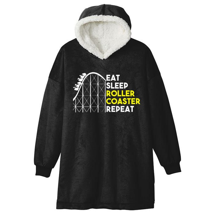 Eat Sleep Roller Coaster Repeat Funny Roller Coasters Hooded Wearable Blanket