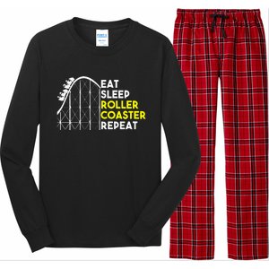 Eat Sleep Roller Coaster Repeat Funny Roller Coasters Long Sleeve Pajama Set