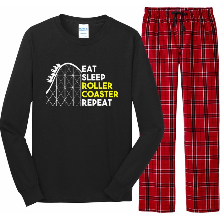 Eat Sleep Roller Coaster Repeat Funny Roller Coasters Long Sleeve Pajama Set