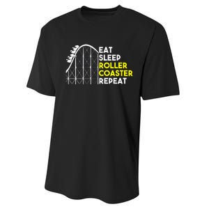 Eat Sleep Roller Coaster Repeat Funny Roller Coasters Performance Sprint T-Shirt