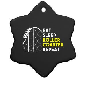 Eat Sleep Roller Coaster Repeat Funny Roller Coasters Ceramic Star Ornament