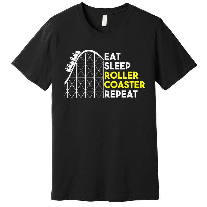 Eat Sleep Roller Coaster Repeat Funny Roller Coasters Premium T-Shirt