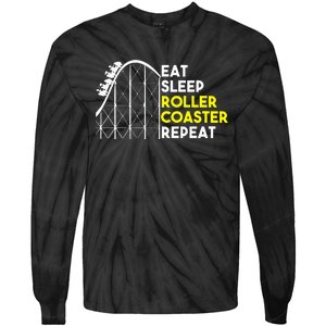 Eat Sleep Roller Coaster Repeat Funny Roller Coasters Tie-Dye Long Sleeve Shirt