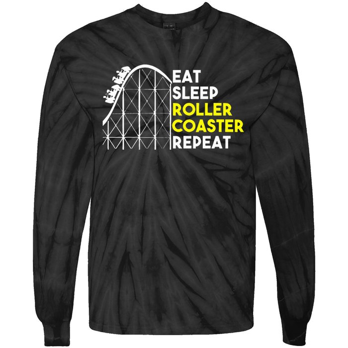 Eat Sleep Roller Coaster Repeat Funny Roller Coasters Tie-Dye Long Sleeve Shirt