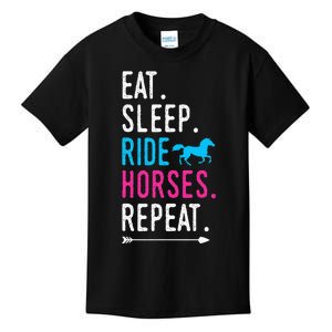 Eat Sleep Ride Horses Repeat Ride Equestrian Kids T-Shirt