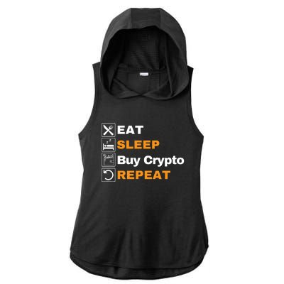 Eat Sleep Repeat Buy Crypto Bitcoin Blockchain Crypto Ladies PosiCharge Tri-Blend Wicking Draft Hoodie Tank