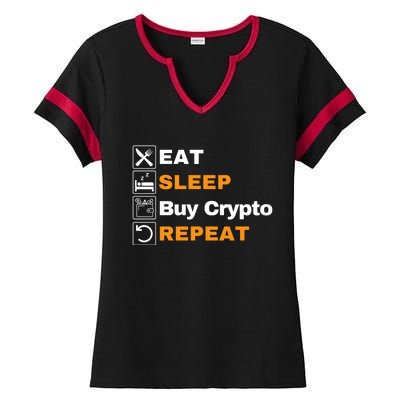 Eat Sleep Repeat Buy Crypto Bitcoin Blockchain Crypto Ladies Halftime Notch Neck Tee