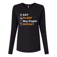 Eat Sleep Repeat Buy Crypto Bitcoin Blockchain Crypto Womens Cotton Relaxed Long Sleeve T-Shirt