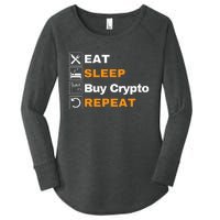 Eat Sleep Repeat Buy Crypto Bitcoin Blockchain Crypto Women's Perfect Tri Tunic Long Sleeve Shirt